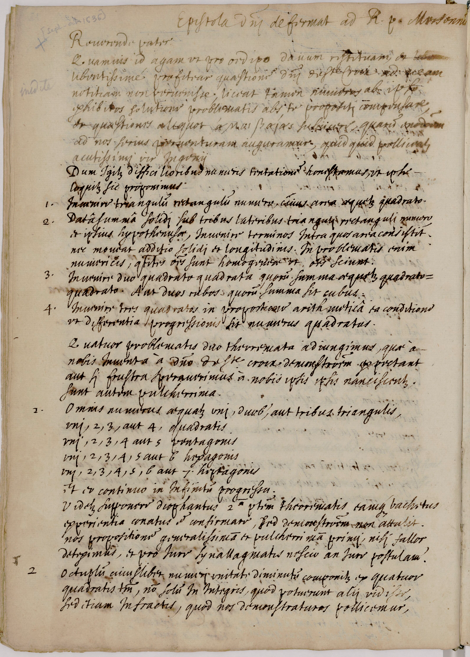 Copy of a letter from P. de Fermat to M. Mersenne