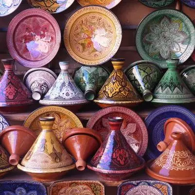cd event tajines in a pottery shop in morocco